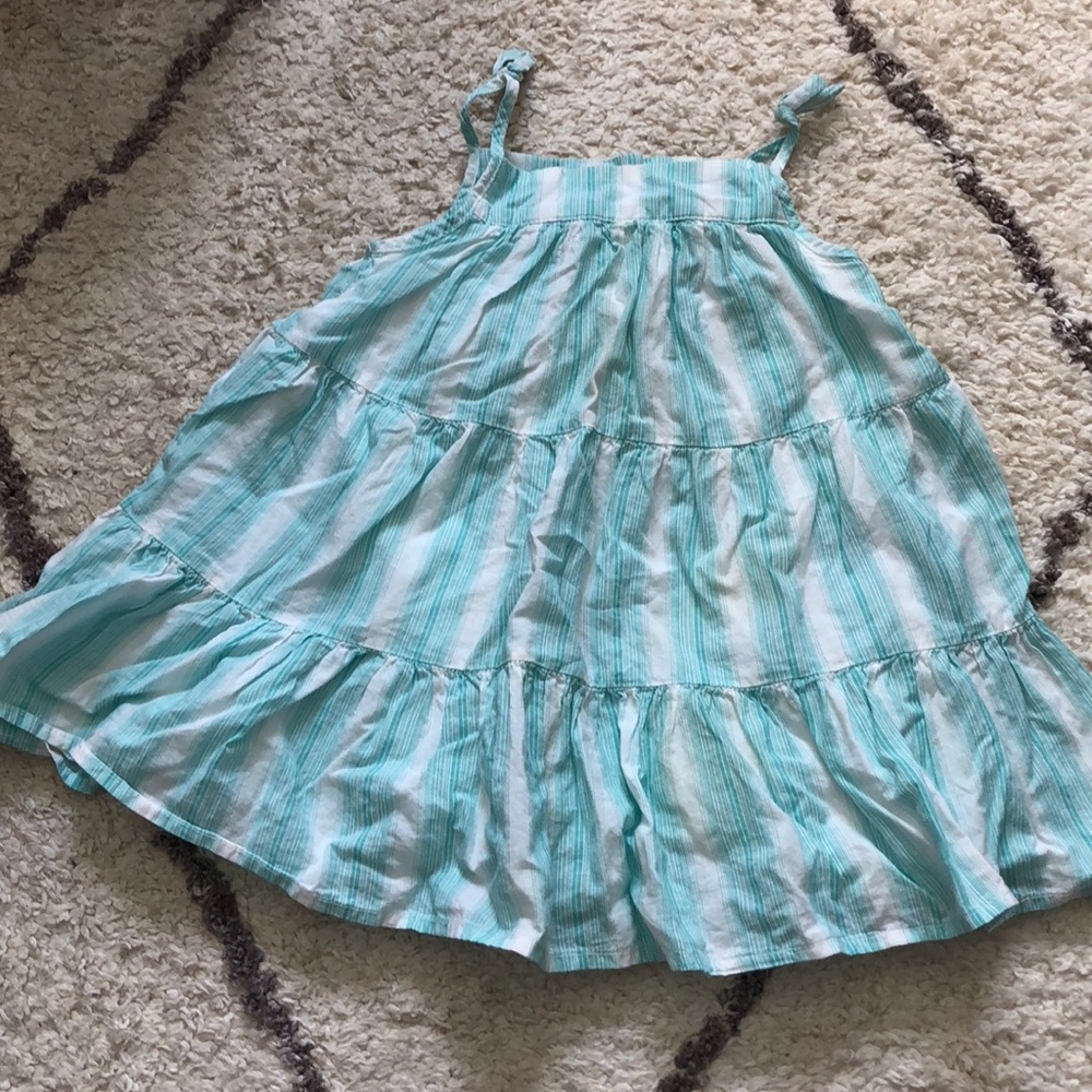 Teal and white striped dress